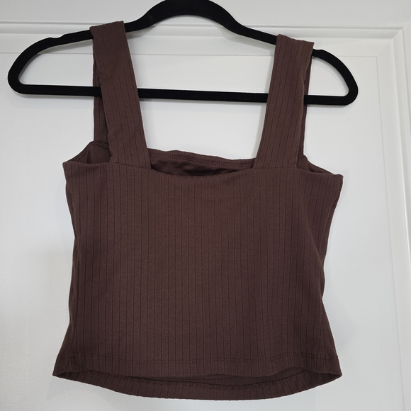Dynamite Chocolate Ribbed Crop Top - Picture 2 of 3